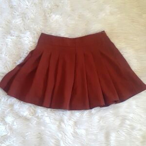 Forever 21 Rust Brown Pleated Academia Mini Skirt Size Small